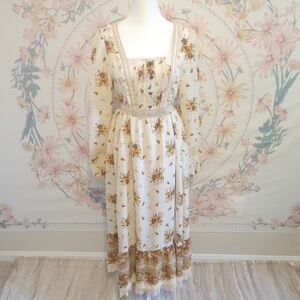 Axes Femme floral flower long maxi gown dress cottage core coquette mori…